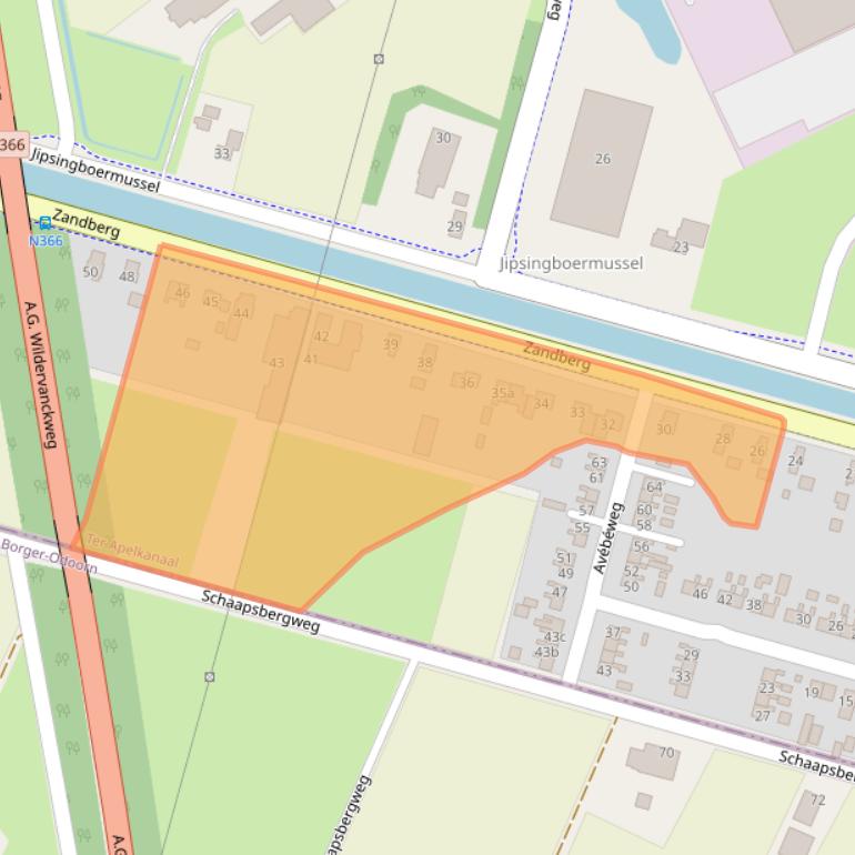 Kaart van postcodegebied 9563PJ.