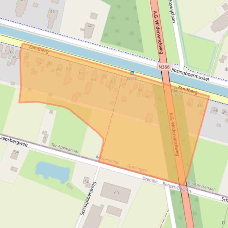 Kaart van postcodegebied 9563PK.