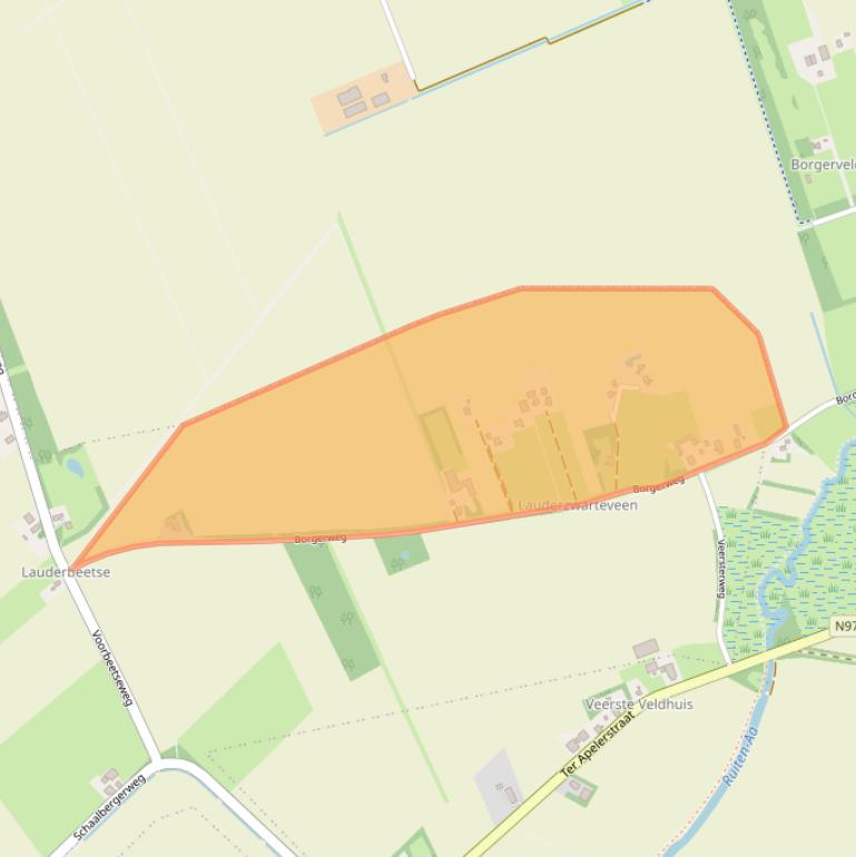 Kaart van postcodegebied 9563TJ.