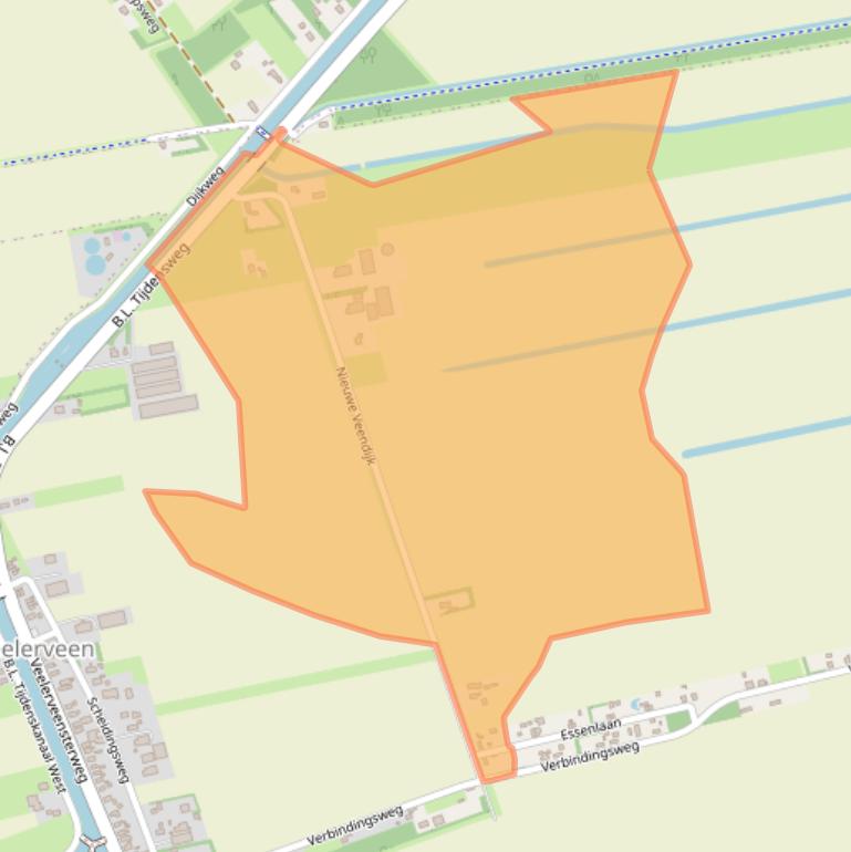 Kaart van postcodegebied 9566TJ.