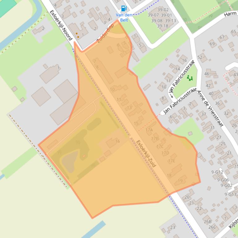 Kaart van postcodegebied 9571AA.