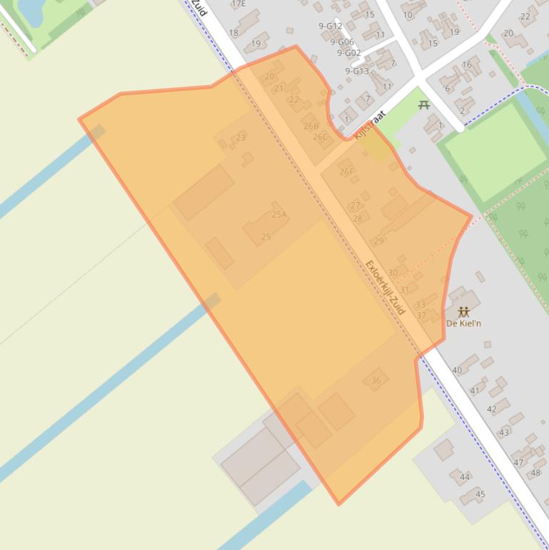 Kaart van postcodegebied 9571AB.