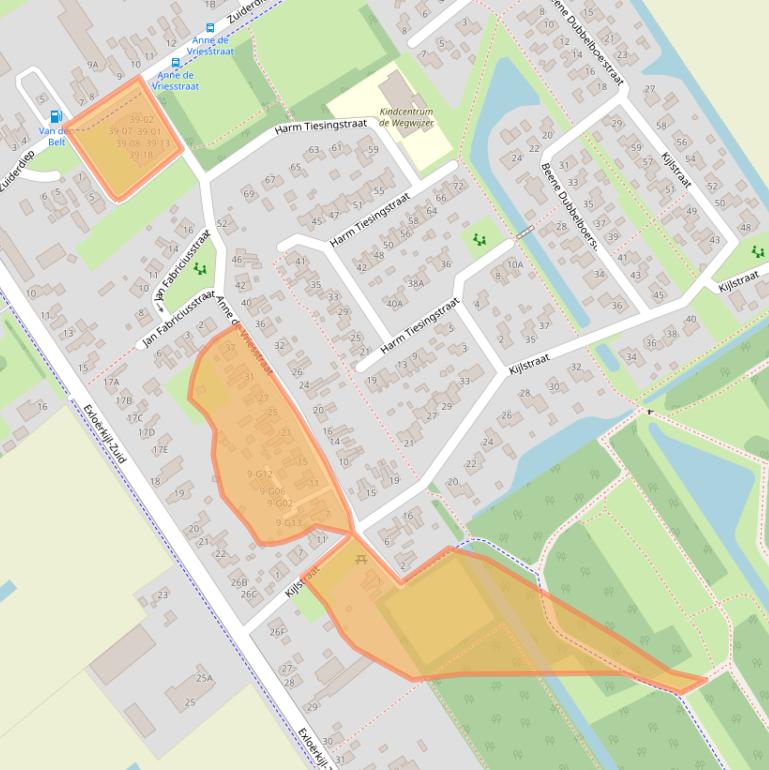 Kaart van postcodegebied 9571AH.