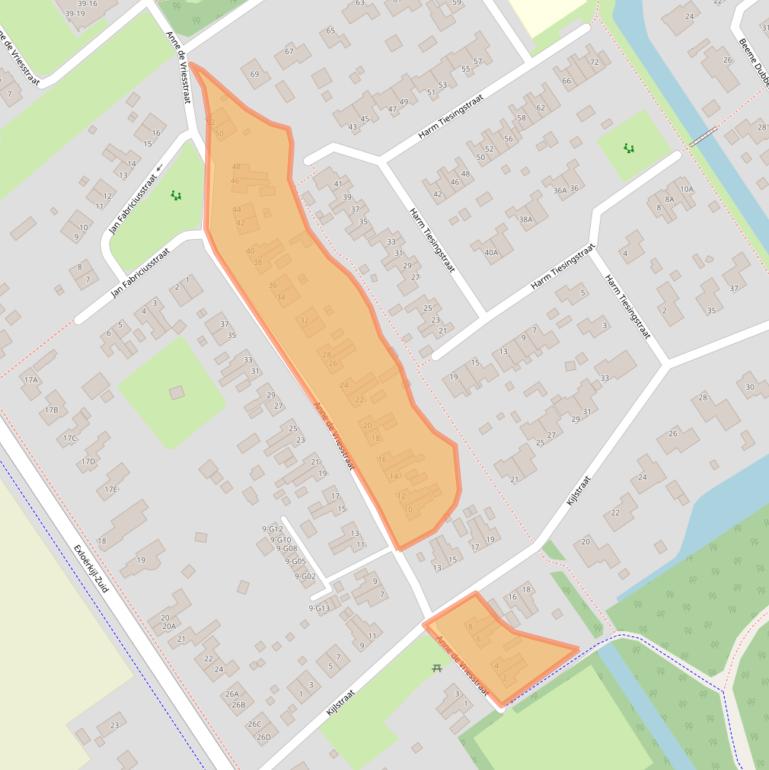 Kaart van postcodegebied 9571AJ.