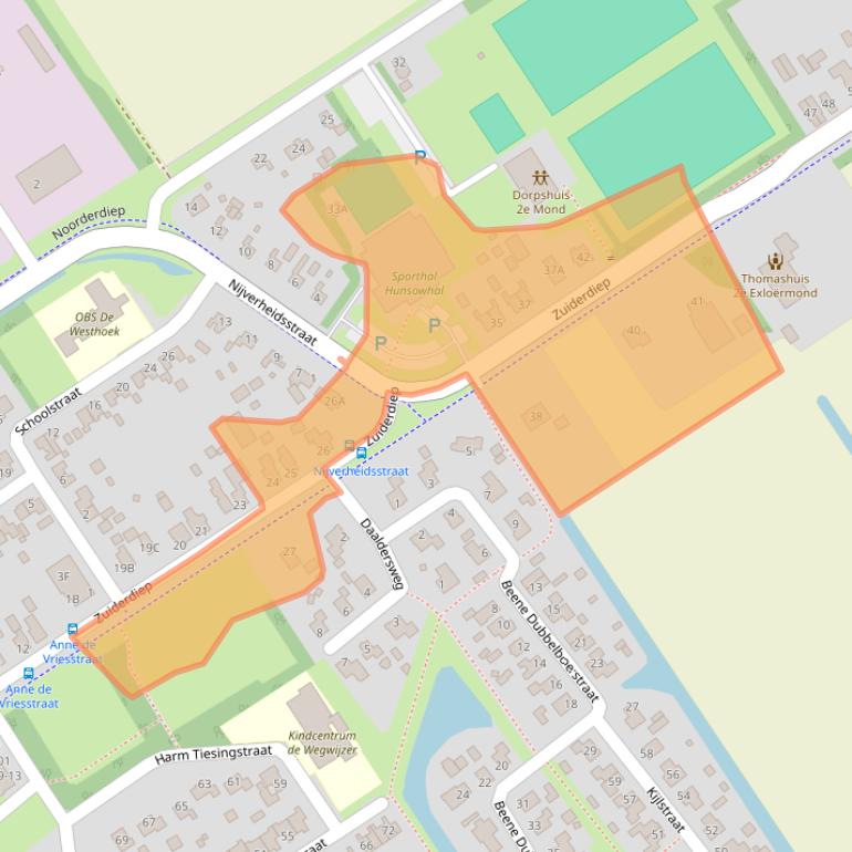 Kaart van postcodegebied 9571BB.