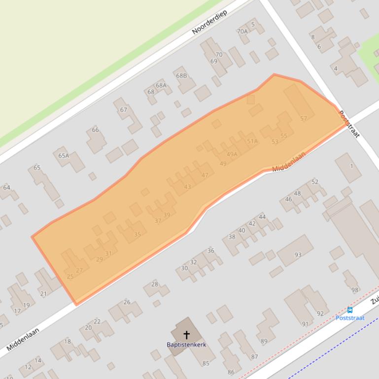 Kaart van postcodegebied 9571CE.