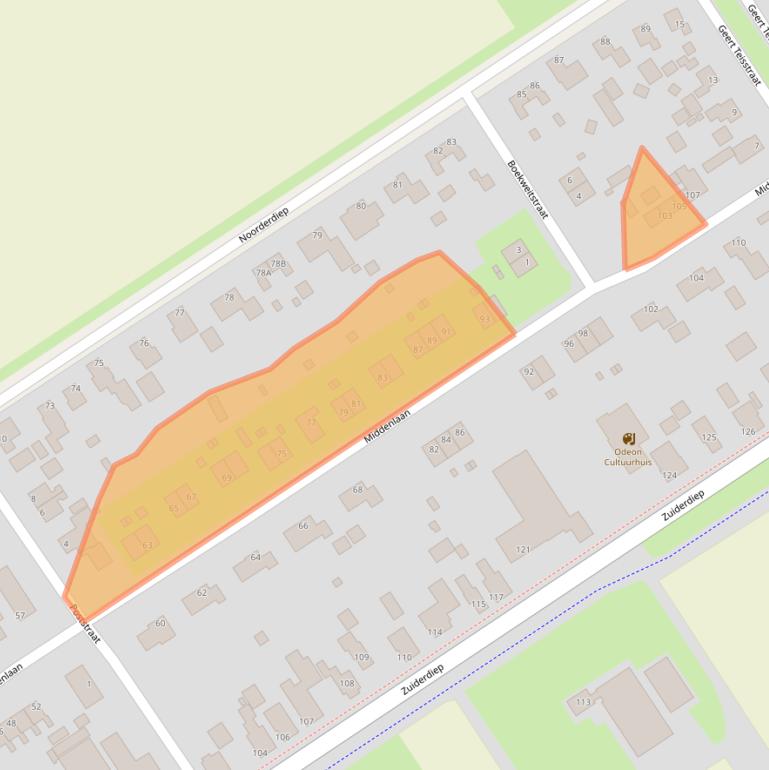 Kaart van postcodegebied 9571CG.