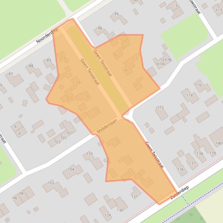 Kaart van postcodegebied 9571CP.