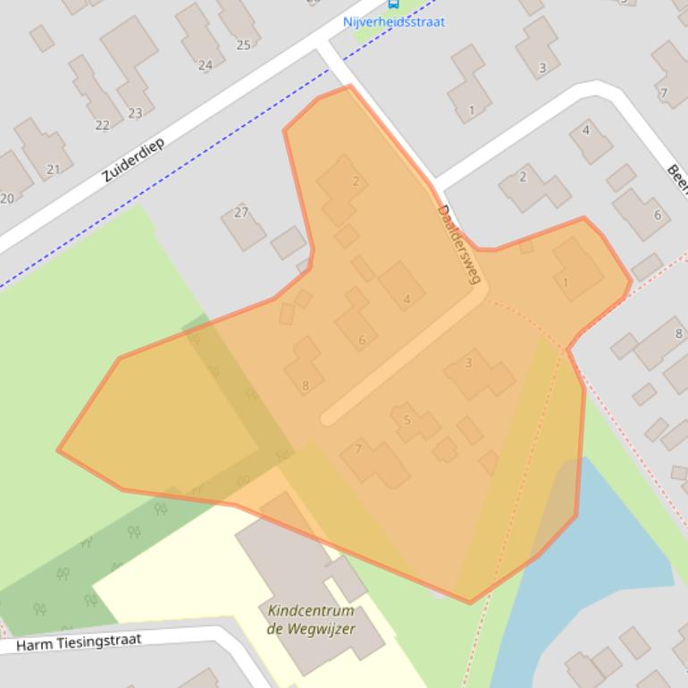 Kaart van postcodegebied 9571DC.