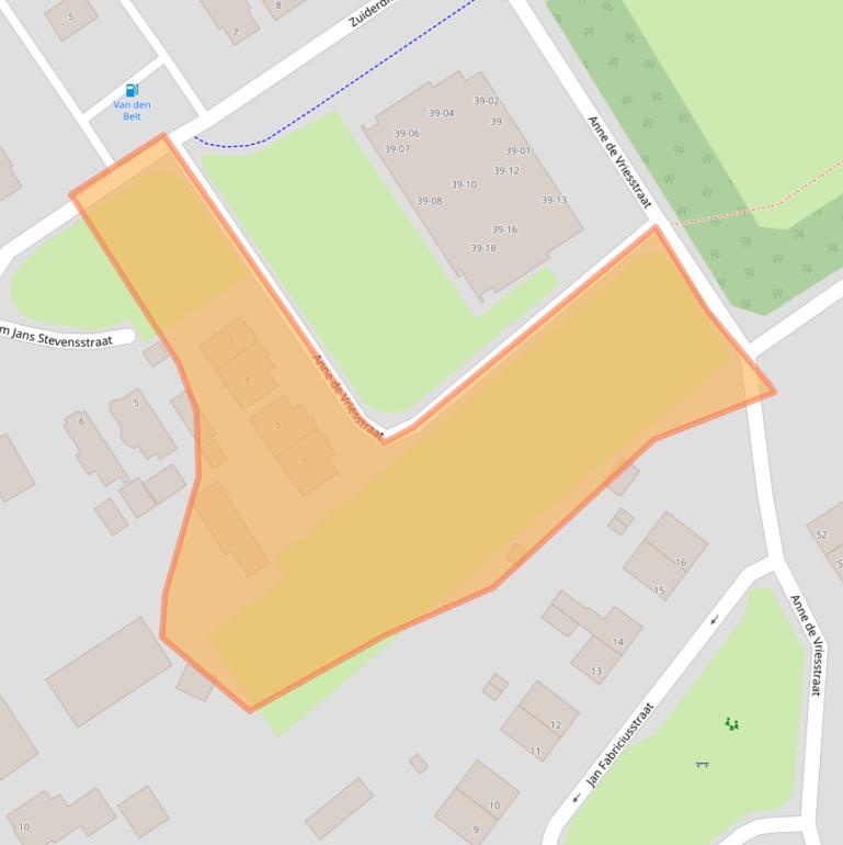 Kaart van postcodegebied 9571DD.