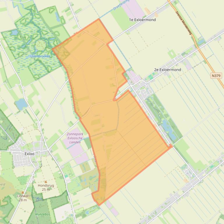 Kaart van postcodegebied 9574.