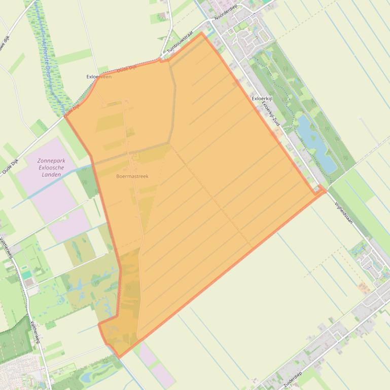 Kaart van postcodegebied 9574PC.