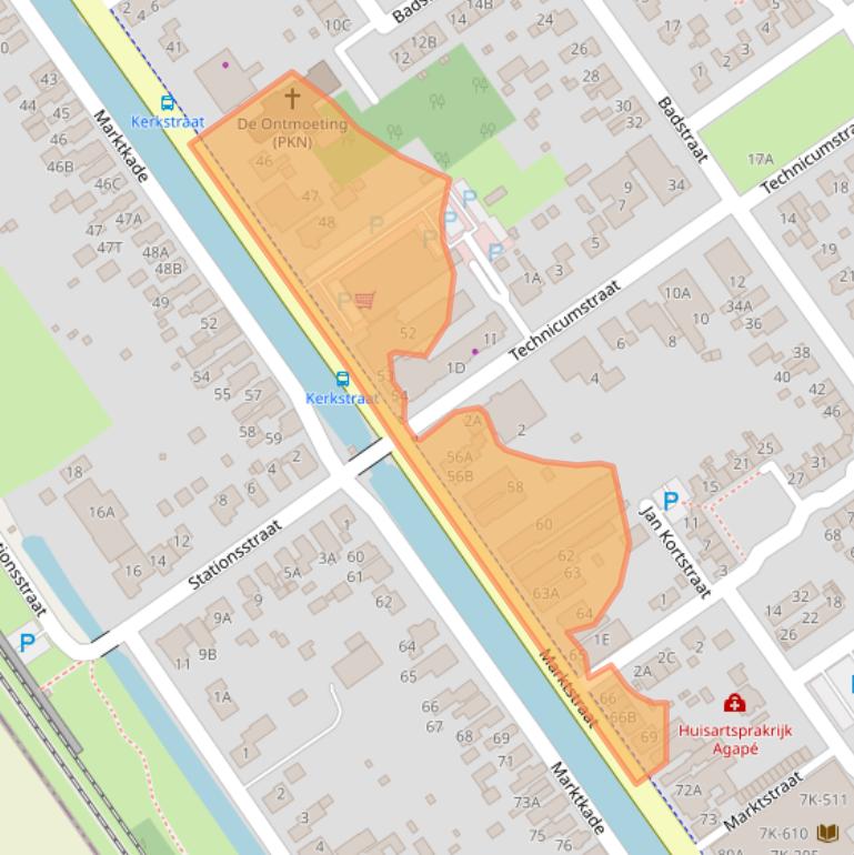 Kaart van postcodegebied 9581AC.