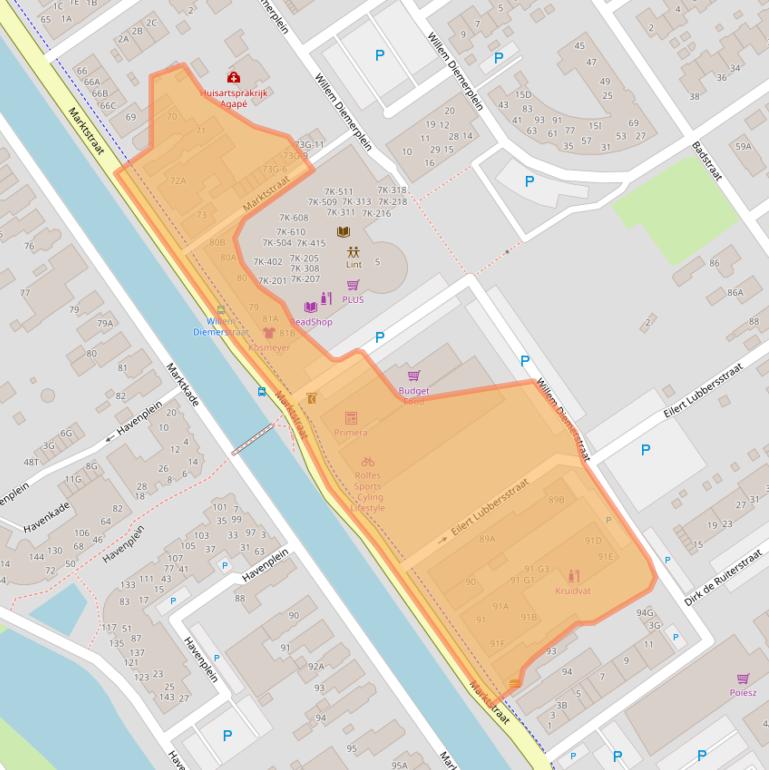 Kaart van postcodegebied 9581AD.