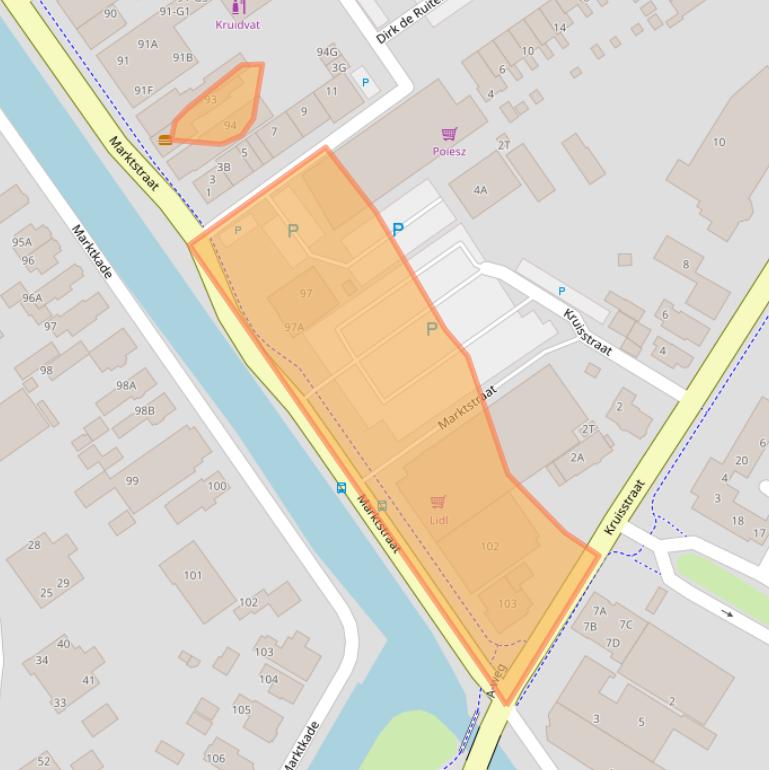 Kaart van postcodegebied 9581AE.