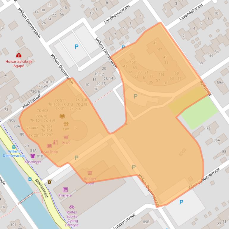 Kaart van postcodegebied 9581AG.