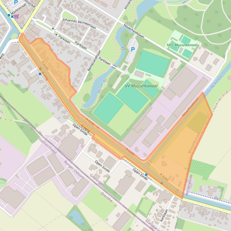 Kaart van postcodegebied 9581AH.