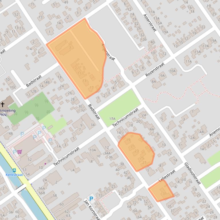 Kaart van postcodegebied 9581BB.