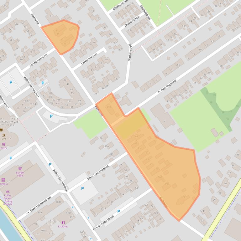 Kaart van postcodegebied 9581BC.