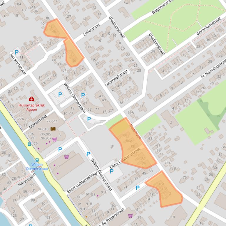 Kaart van postcodegebied 9581BE.