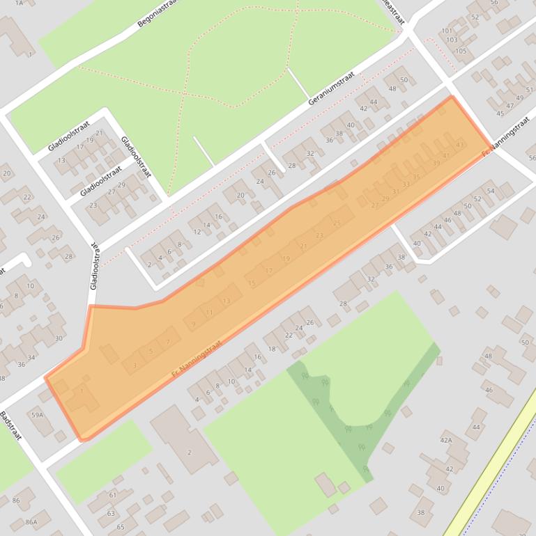 Kaart van postcodegebied 9581BJ.