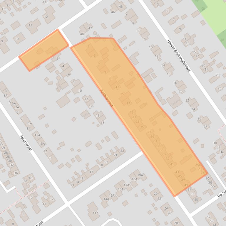 Kaart van postcodegebied 9581CB.