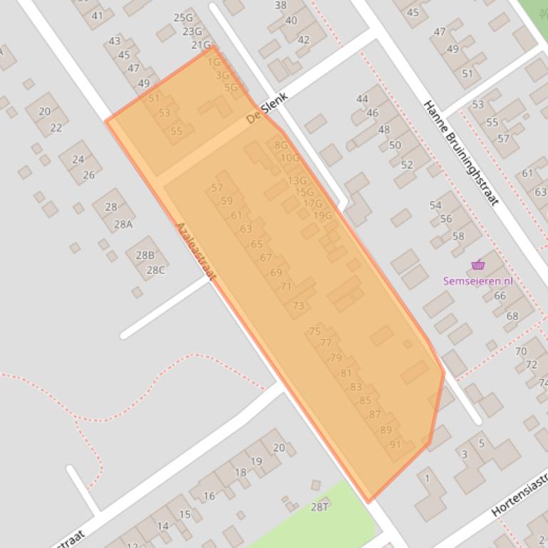 Kaart van postcodegebied 9581CC.