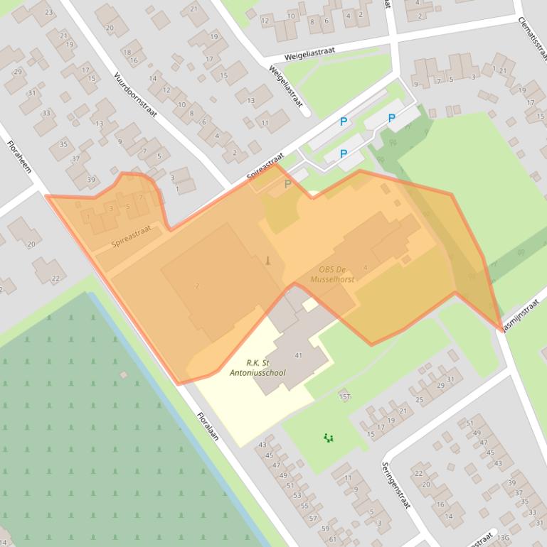 Kaart van postcodegebied 9581CZ.