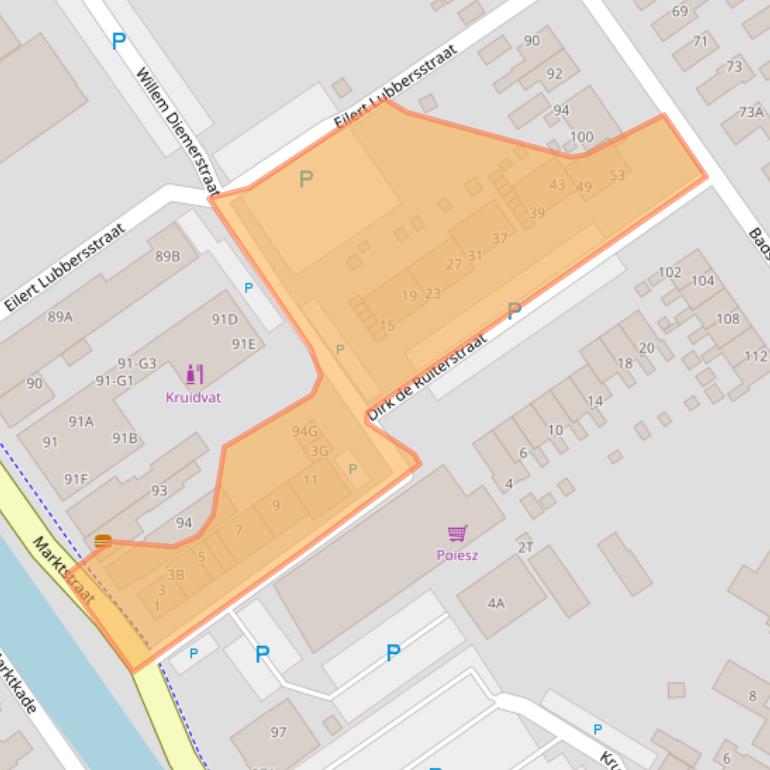 Kaart van postcodegebied 9581DA.