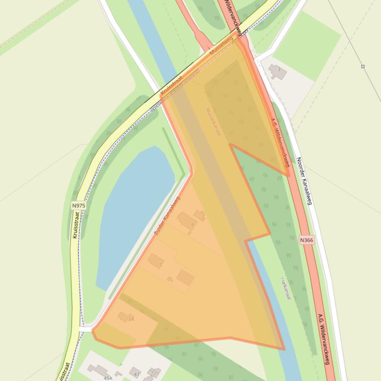 Kaart van postcodegebied 9581DD.