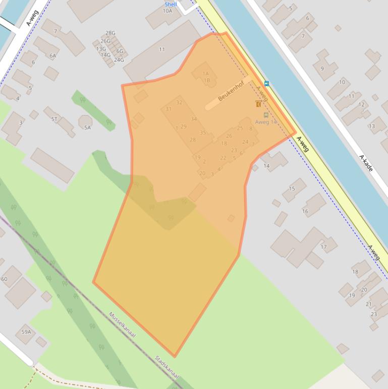 Kaart van postcodegebied 9581DH.