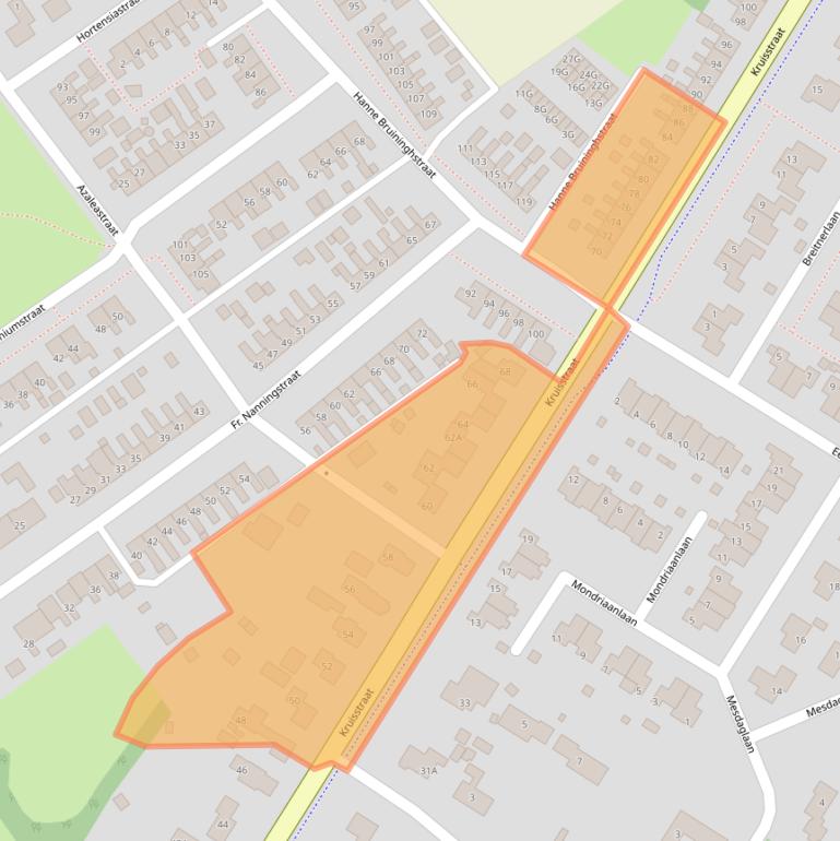 Kaart van postcodegebied 9581ED.