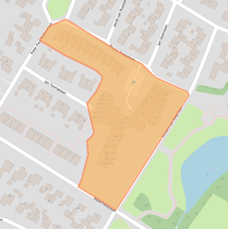 Kaart van postcodegebied 9581EN.