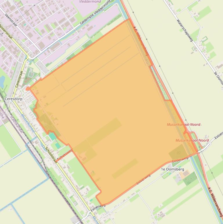 Kaart van postcodegebied 9581GZ.