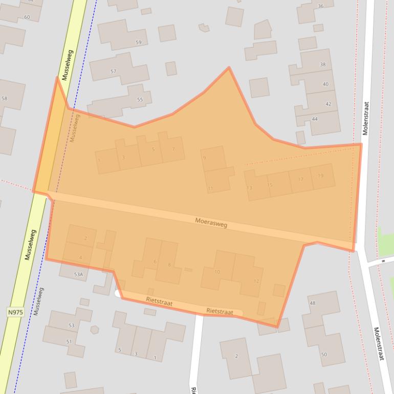 Kaart van postcodegebied 9584AM.