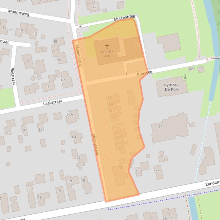 Kaart van postcodegebied 9584AS.