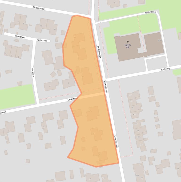 Kaart van postcodegebied 9584AV.