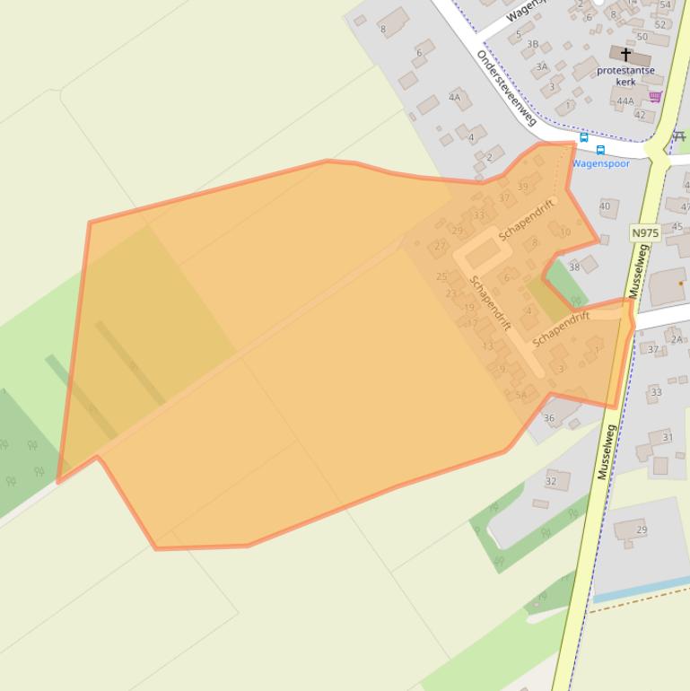 Kaart van postcodegebied 9584CC.