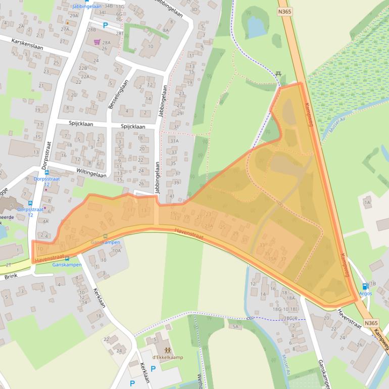 Kaart van postcodegebied 9591AJ.