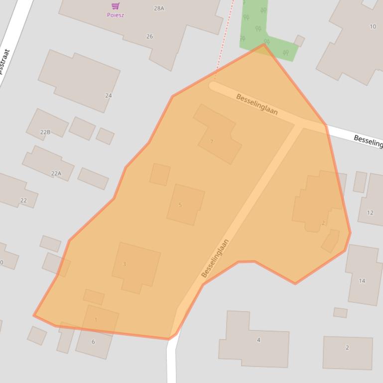 Kaart van postcodegebied 9591AP.