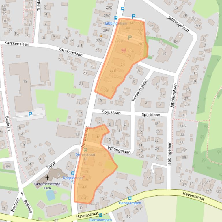 Kaart van postcodegebied 9591AT.