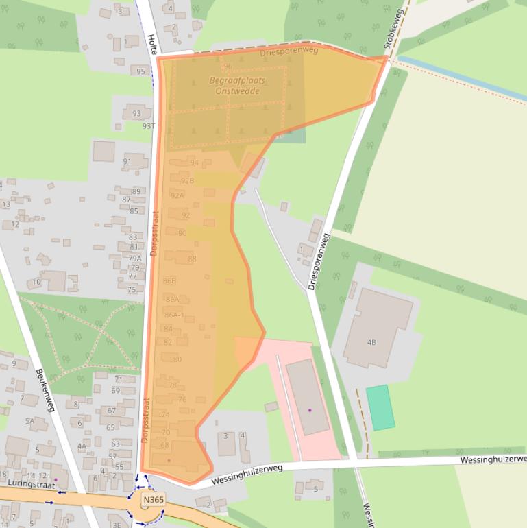 Kaart van postcodegebied 9591AW.