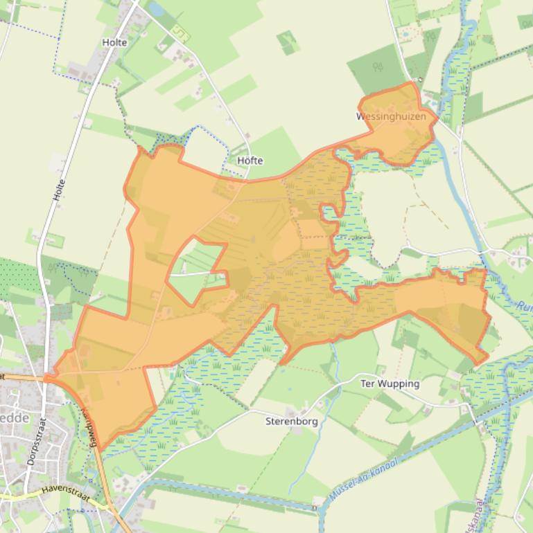 Kaart van postcodegebied 9591VJ.