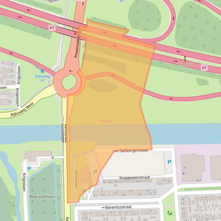 Kaart van postcodegebied 9601AA.