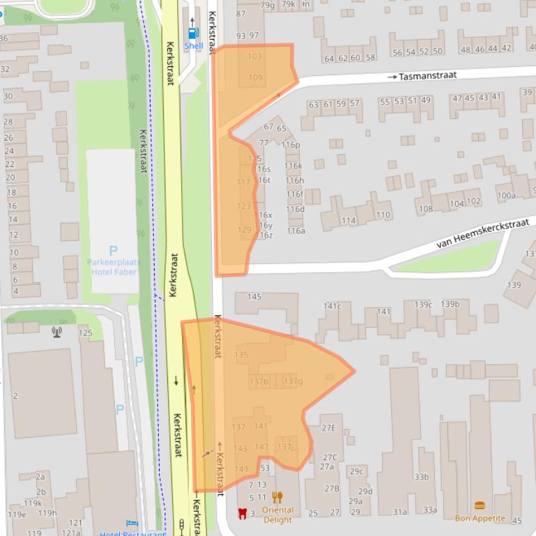 Kaart van postcodegebied 9601AC.