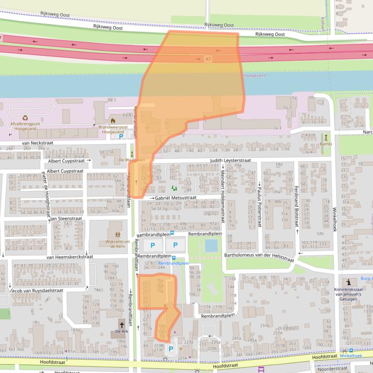 Kaart van postcodegebied 9601XA.