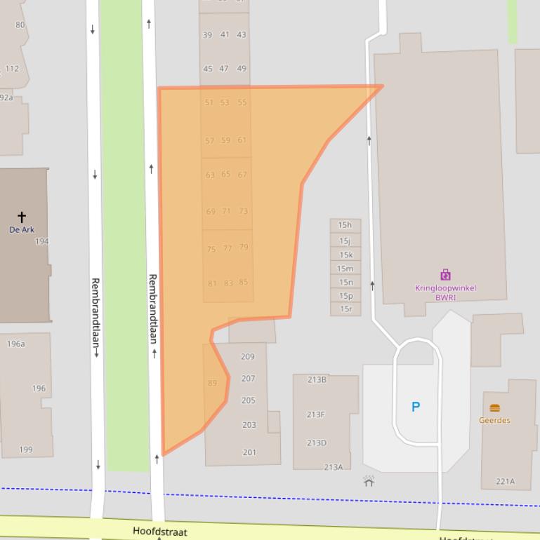 Kaart van postcodegebied 9601XB.