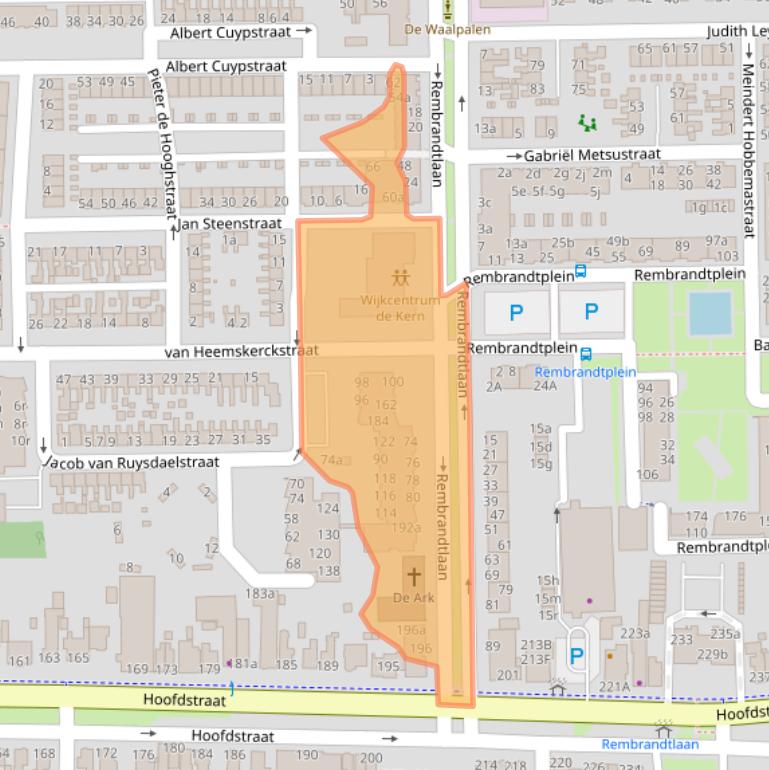 Kaart van postcodegebied 9601XD.