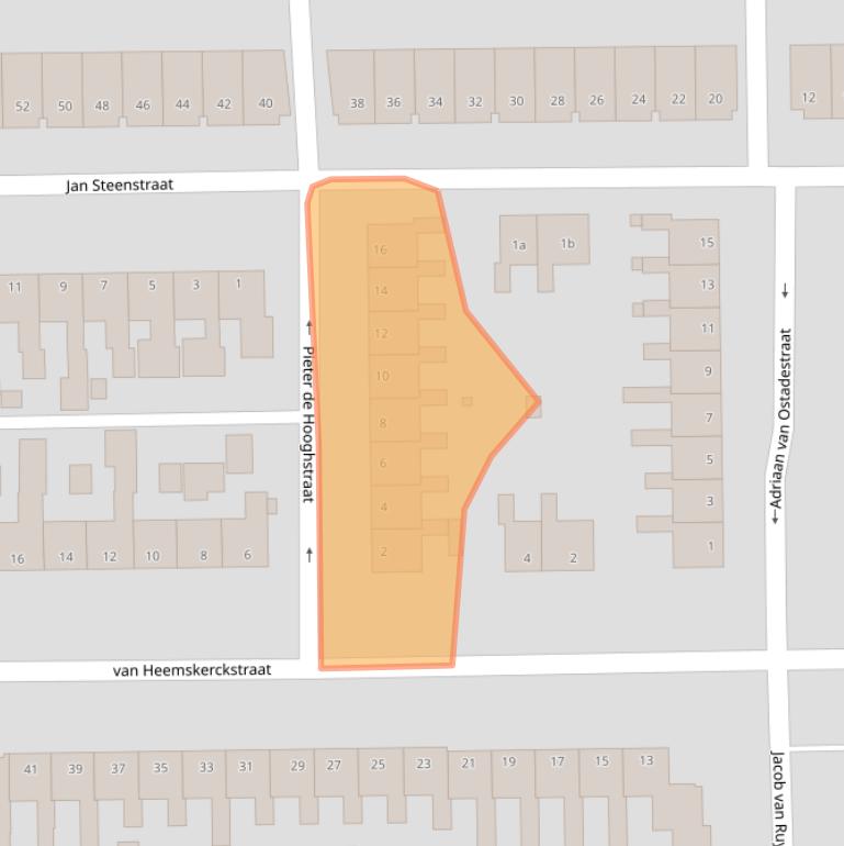 Kaart van postcodegebied 9601XW.