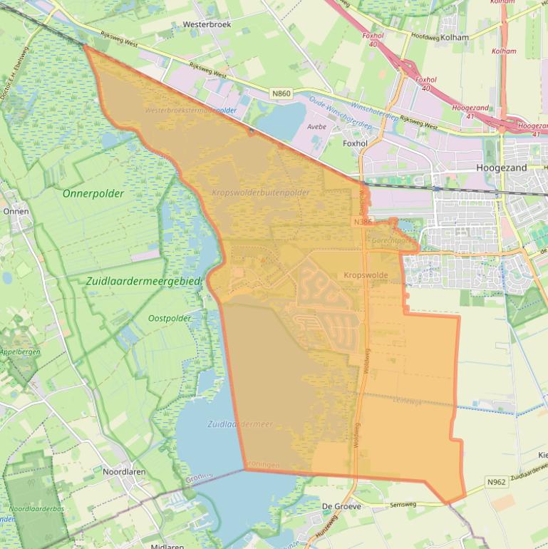 Kaart van postcodegebied 9606.